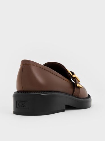 Leather Buckled-Strap Loafers, Dark Brown, hi-res