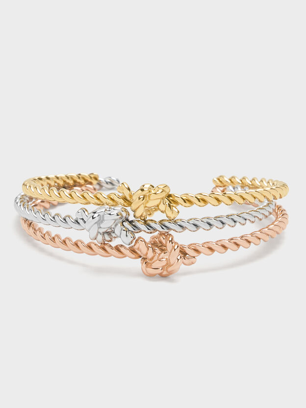 Sable Rope-Knot Cuff Bangle, Gold, hi-res