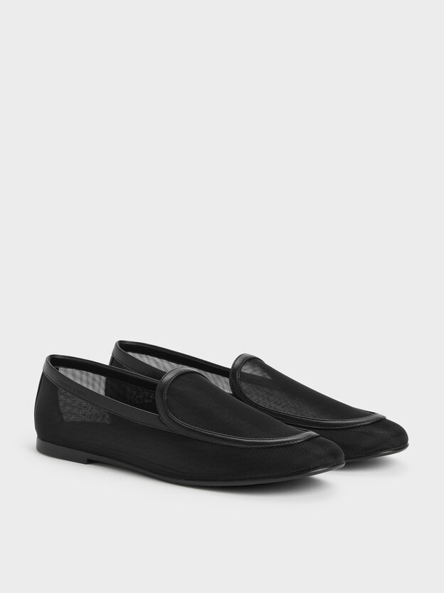 Mackie Mesh Loafers, Black Textured, hi-res
