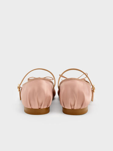 Emiko Satin Bow Mary Jane Flats, Nude, hi-res