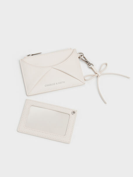 Hazel Bow Panelled Card Holder, Cream, hi-res