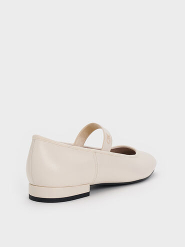 Leather Mary Jane Flats, Chalk, hi-res