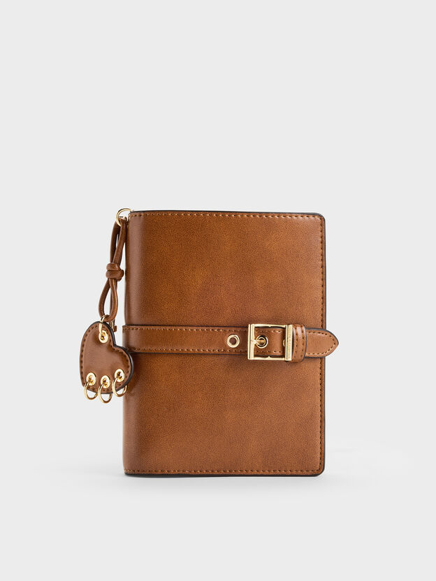 Rey Heart Belted Passport Holder, Distressed Tan, hi-res