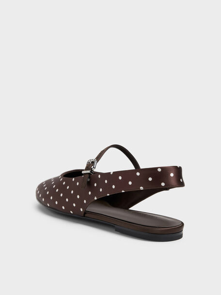 Imani Polka-Dot Slingback Flats, Dark Brown Textured, hi-res
