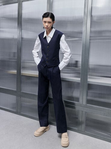 Faux Suede Chunky-Sole Penny Loafers, Beige, hi-res