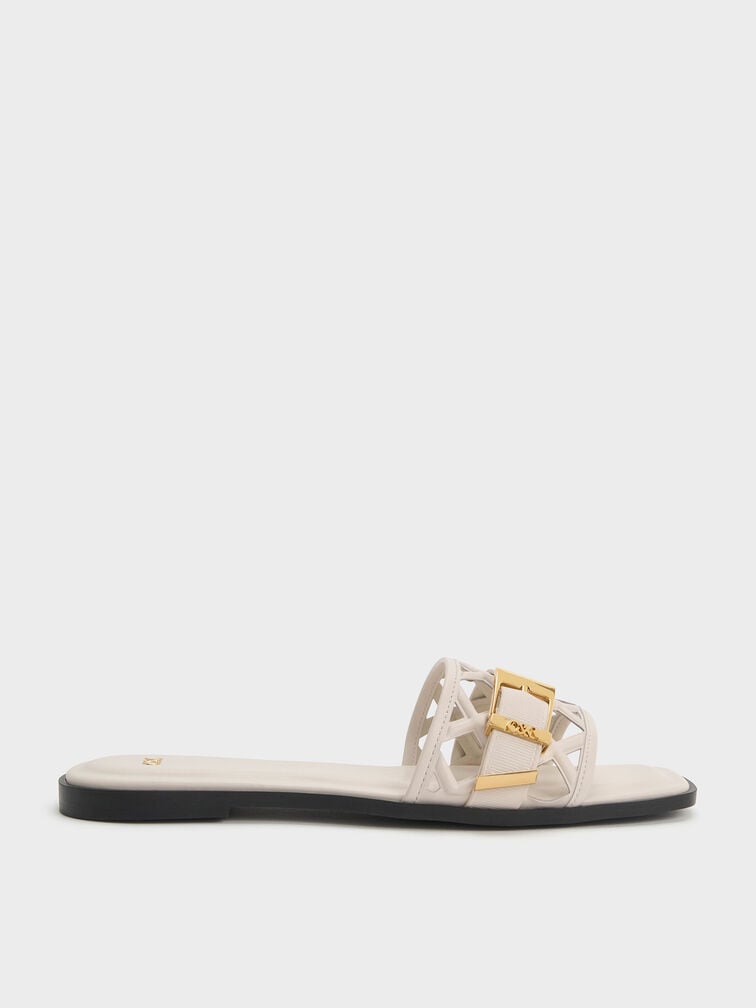Whitney Leather Cut-Out Slide Sandals, Chalk, hi-res