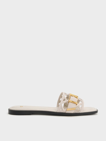 Whitney Leather Cut-Out Slide Sandals, Chalk, hi-res