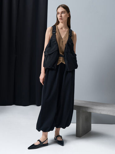 Yvette Pointed-Toe Mary Jane Flats, Black, hi-res