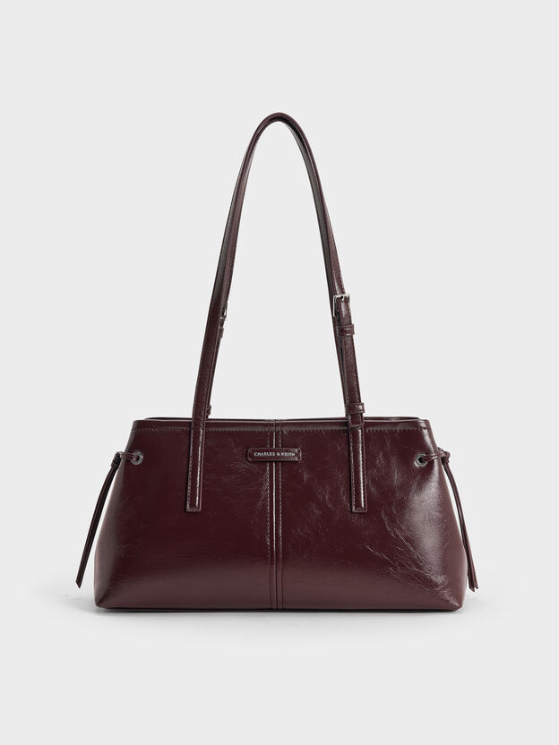Noane Elongated-Handle Shoulder Bag, Wineberry Red, hi-res