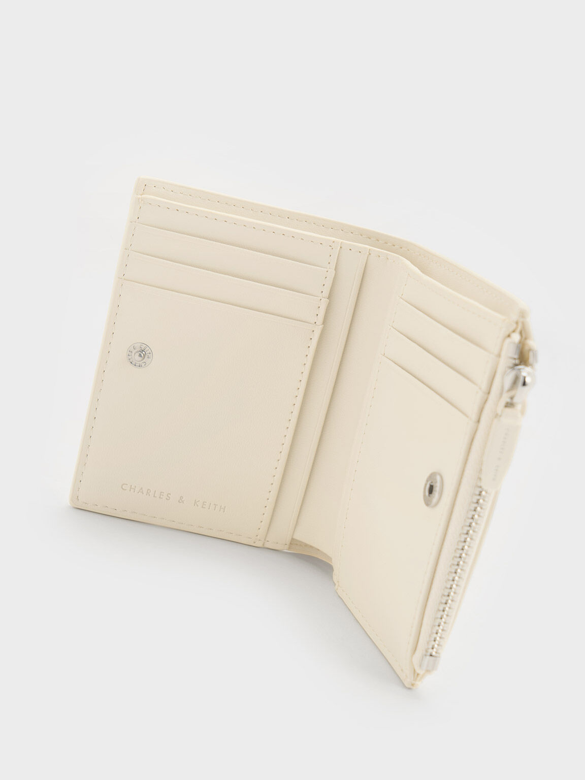 Cream Midori Geometric Top-Zip Wallet - CHARLES & KEITH UK
