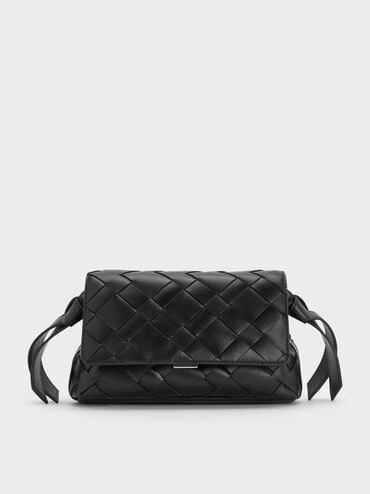 Ivette Woven Crossbody Bag, Noir, hi-res