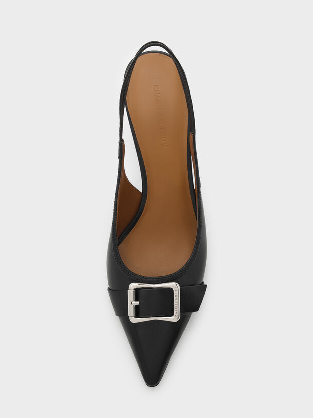 Anita Buckled Pointed Slingback Pumps, Black, hi-res