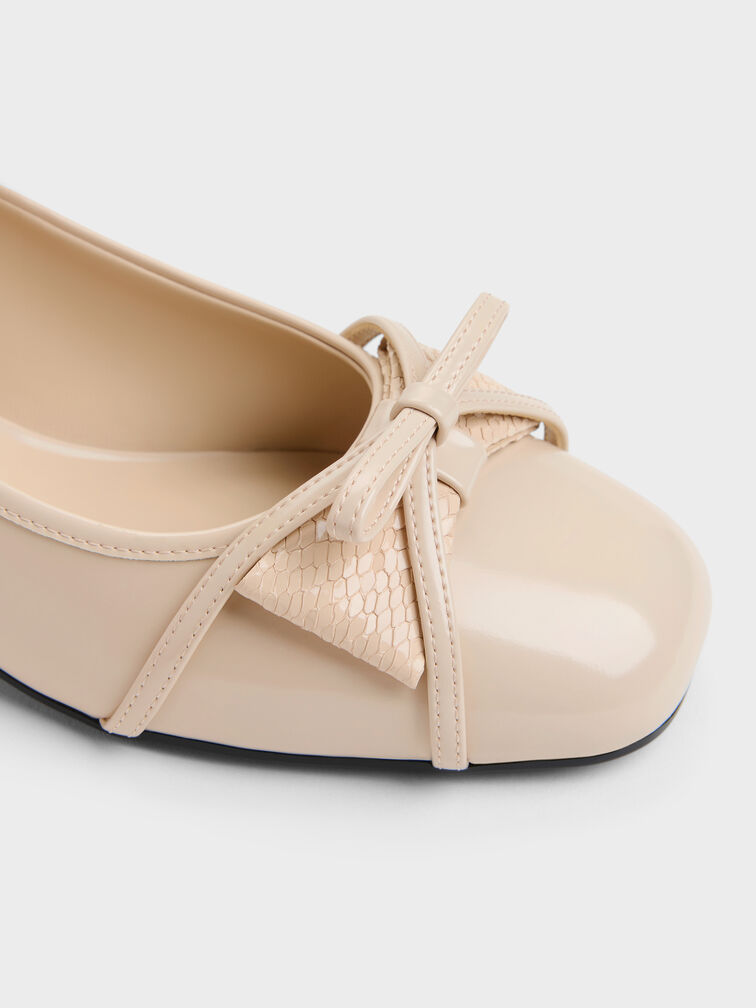 Bettina Double-Bow Pumps, Beige, hi-res