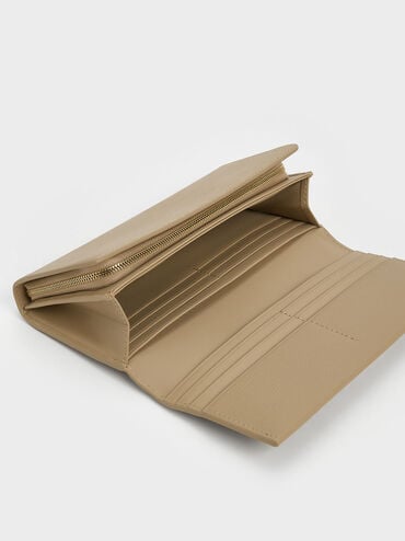 Muriel Front Flap Long Wallet, Sand, hi-res