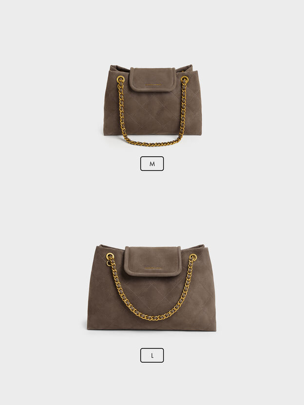 Apfra Quilted Shoulder Bag, Stone Grey, hi-res