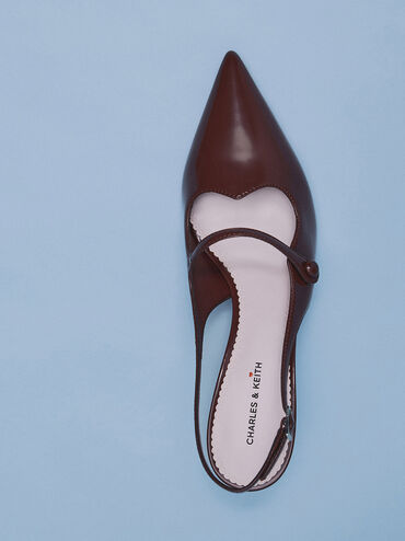 Pointed-Toe Mary Jane Slingback Pumps, Burgundy, hi-res