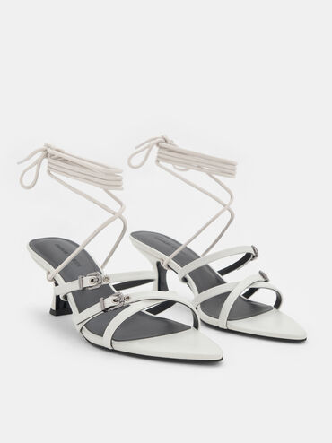Amaliya Pointed Strappy Heeled Sandals, White, hi-res