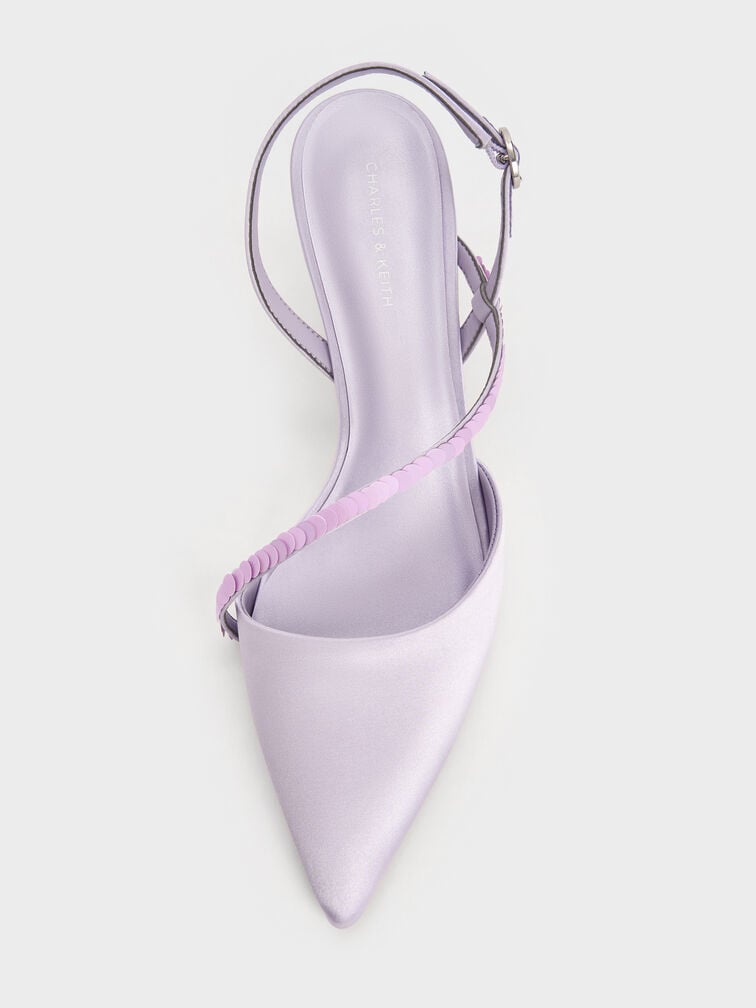 Briella Sequinned Slingback Pumps, Lilac, hi-res