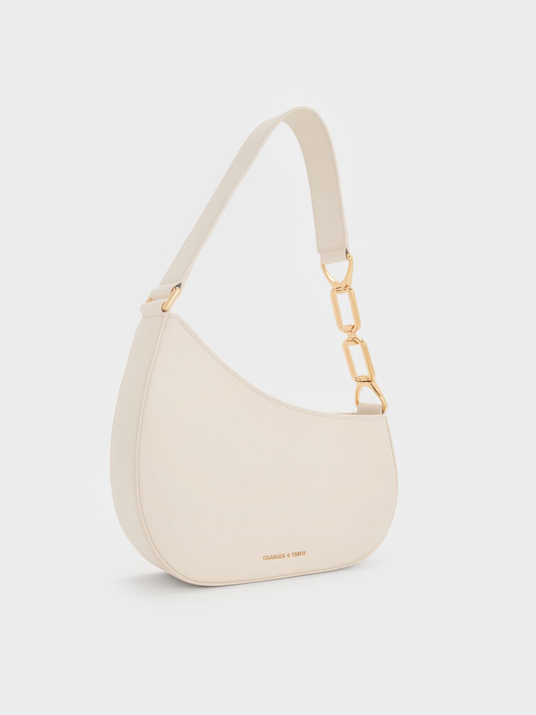 Agatha Chain-Accent Shoulder Bag, Cream, hi-res