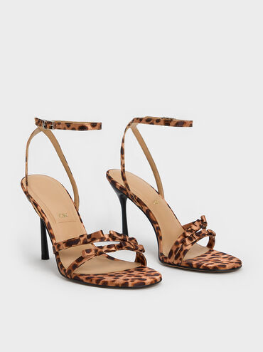 Jessy Recycled Polyester Bow Ankle-Strap Stiletto-Heel Sandals, Multi, hi-res