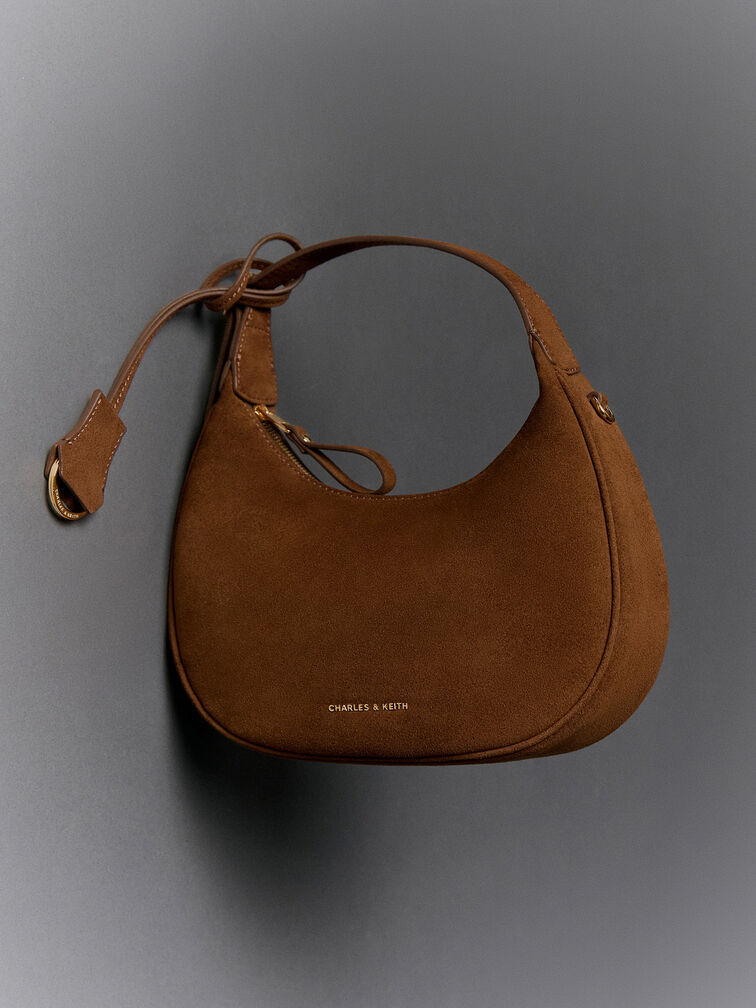 Vega Faux Suede Hobo Bag, Pecan Brown, hi-res