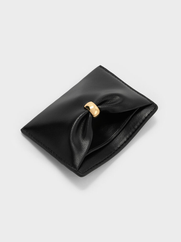 Halsey Ruched Card Holder, Black, hi-res