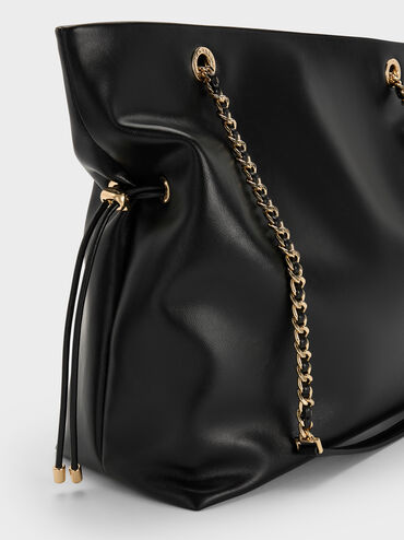 Arya Braided-Strap Double-Handle Tote Bag, Black, hi-res