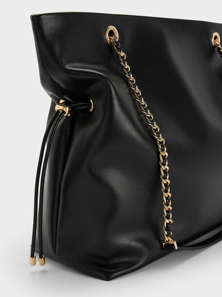 Arya Braided-Strap Double-Handle Tote Bag, Black, hi-res