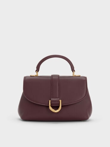 Gabine Leather Top Handle Bag, Plum, hi-res