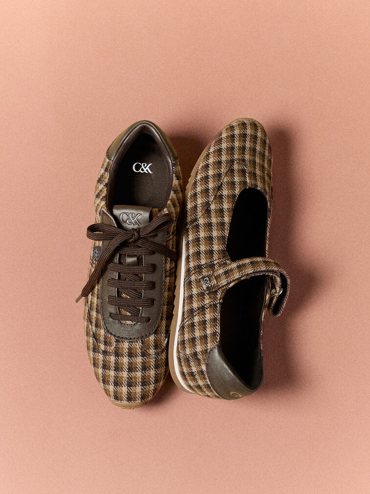 Jace Leather Checkered Mary Jane Sneakers, Multi, hi-res