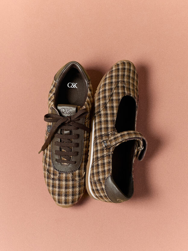 Jace Leather Checkered Mary Jane Sneakers, Multi, hi-res