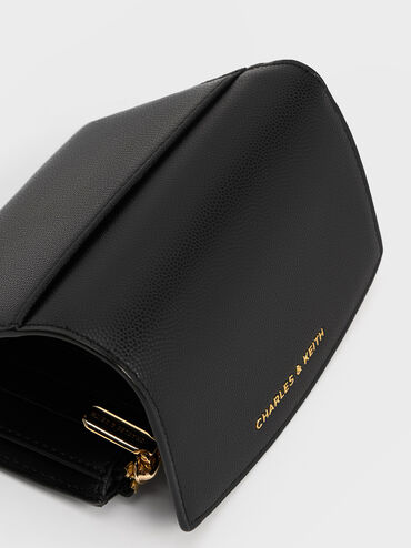 Briony Curved Flap Wallet, Black, hi-res