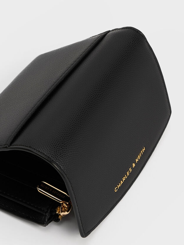 Briony Curved Flap Wallet, Black, hi-res