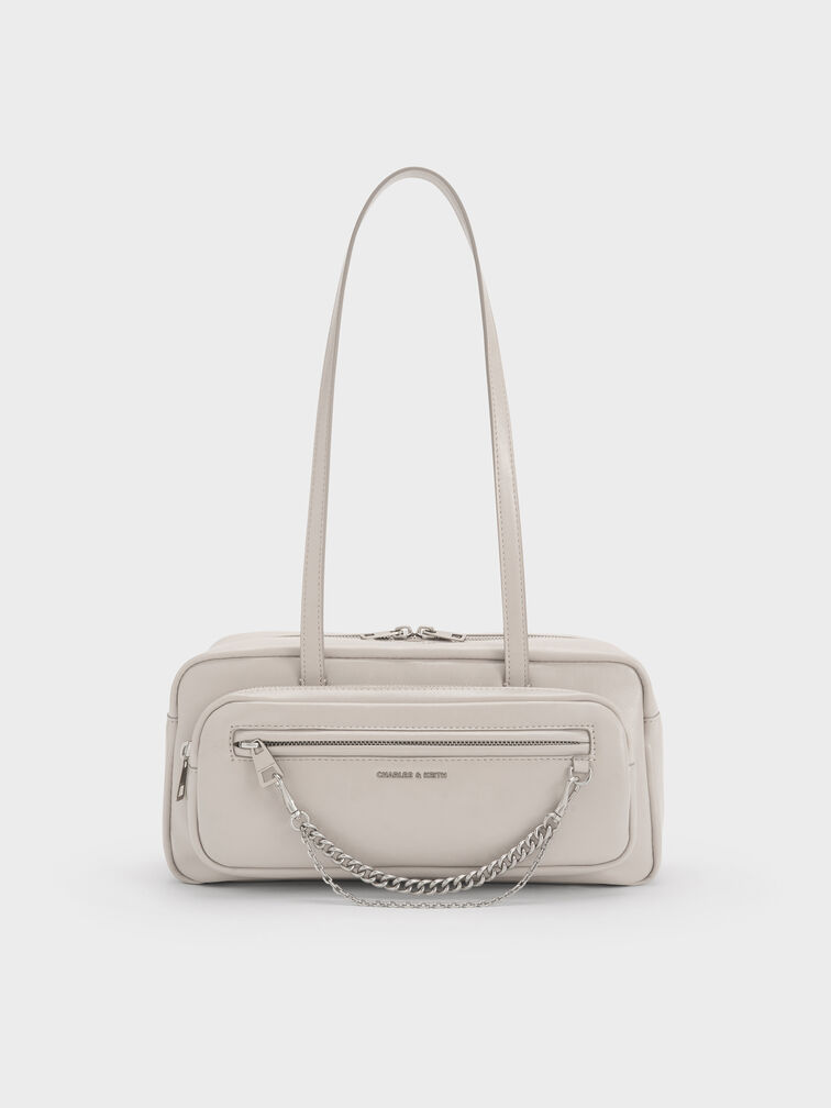 Atwood Chain Elongated Shoulder Bag, Shell Grey, hi-res