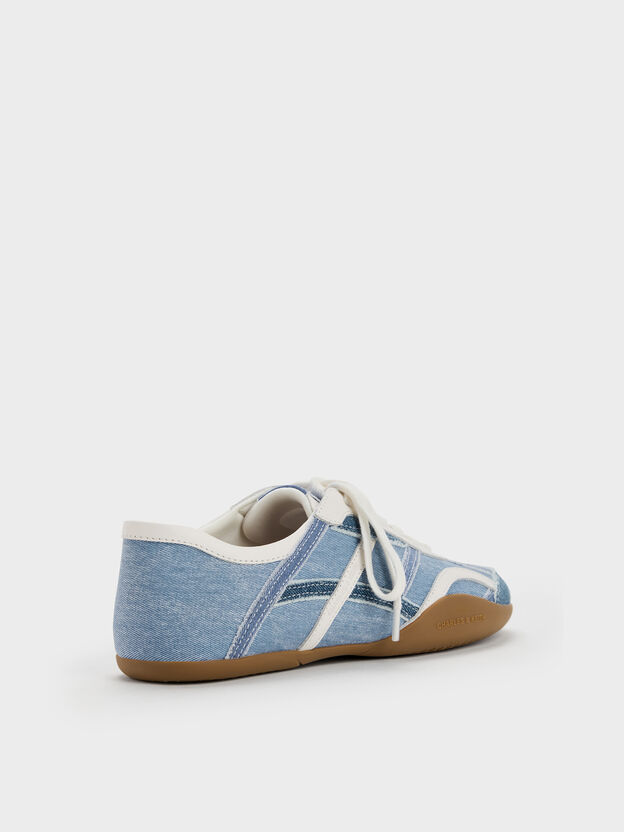 Denim & Leather Sneakers, Blue, hi-res