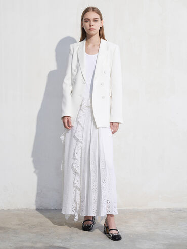 Aeryn Tweed Pearl-Embellished Slingback Pumps, Black Textured, hi-res