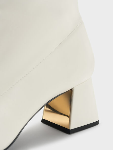 Jully Metallic Trapeze Heel Ankle Boots, Chalk, hi-res