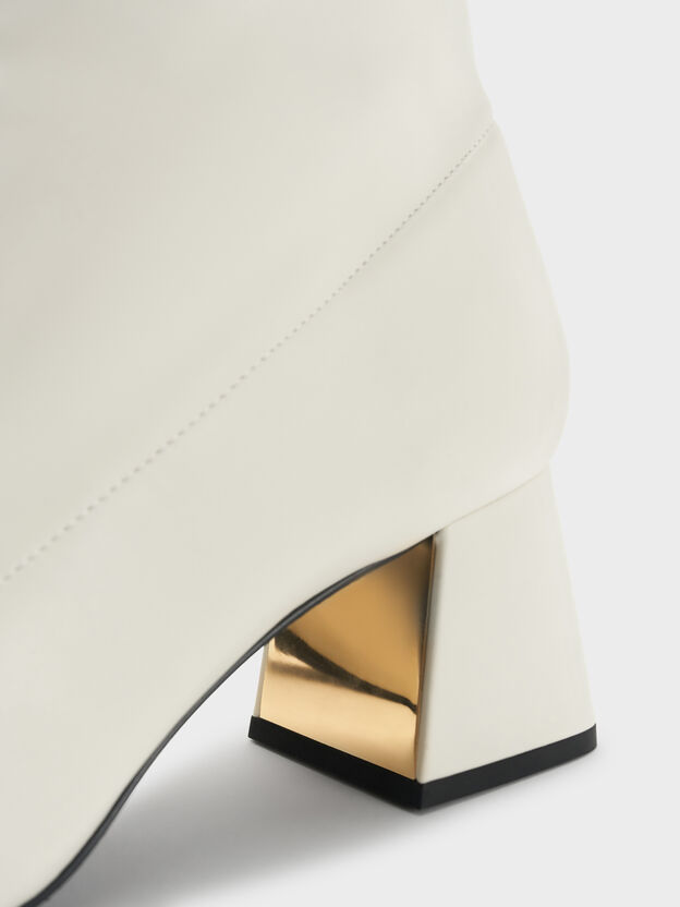 Jully Metallic Trapeze Heel Ankle Boots, Chalk, hi-res