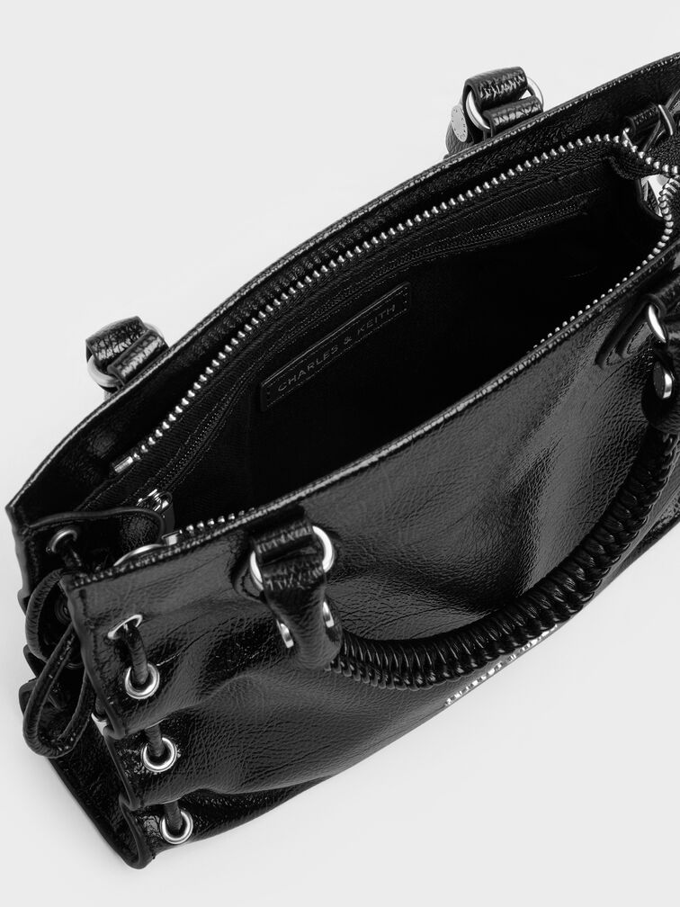 Mini Nylah Grommet Lace-Up Tote Bag, Noir, hi-res