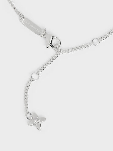 Felicity Flower-Motif Crystal Necklace, Silver, hi-res