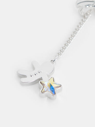 Athalia Gingerbread-Fairy Crystal-Star Drop Earrings, Silver, hi-res