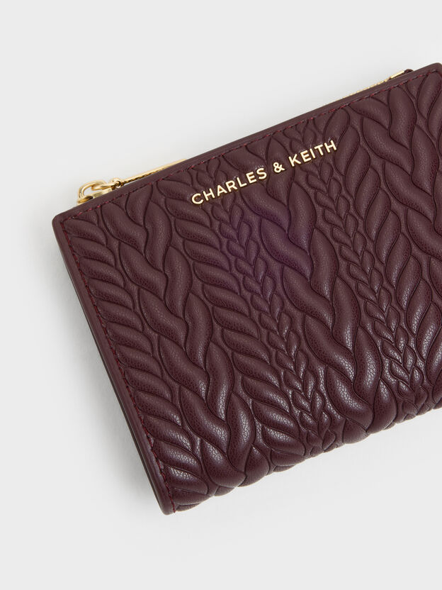 Apolline Textured Top-Zip Wallet, Wineberry Red, hi-res