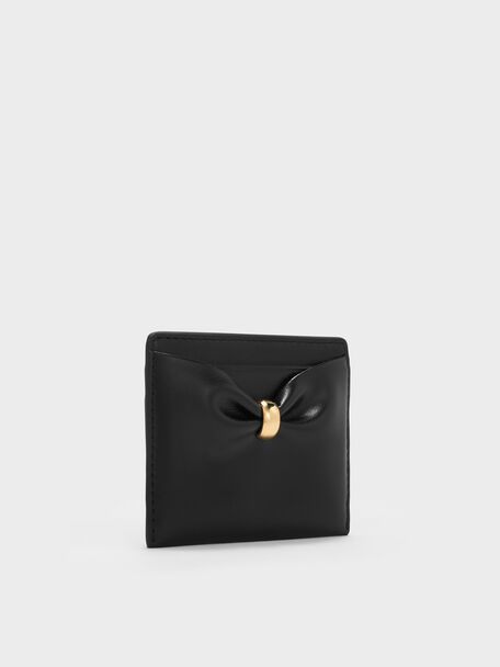 Halsey Ruched Card Holder, Black, hi-res