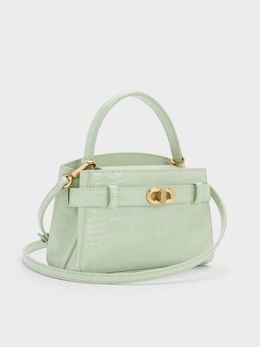 Aubrielle Croc-Effect Top Handle Bag, Mint Green, hi-res