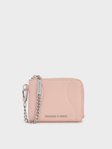 Nelly Wavy-Panel Chain-Strap Wristlet, Light Pink, hi-res
