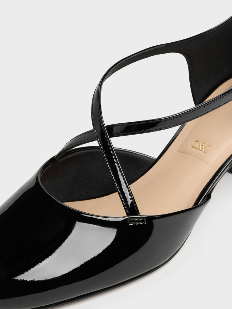Patent Leather Crossover Pumps, Black Patent, hi-res