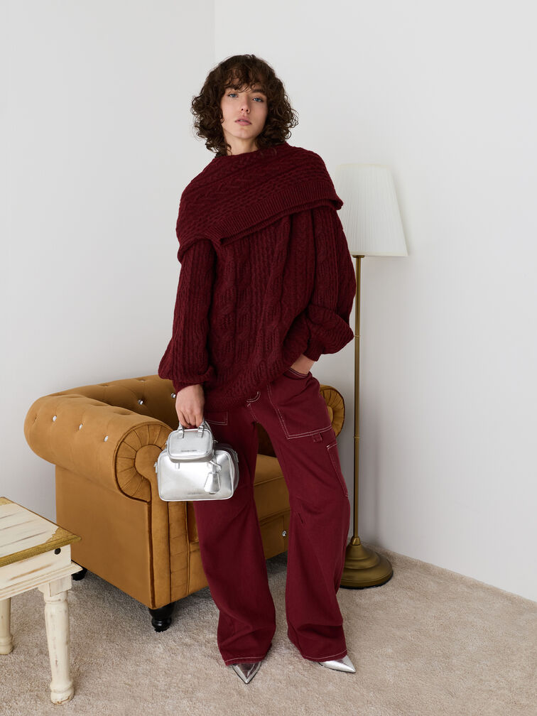 Sianna Metallic Bowling-Bag Charm​, Silver, hi-res