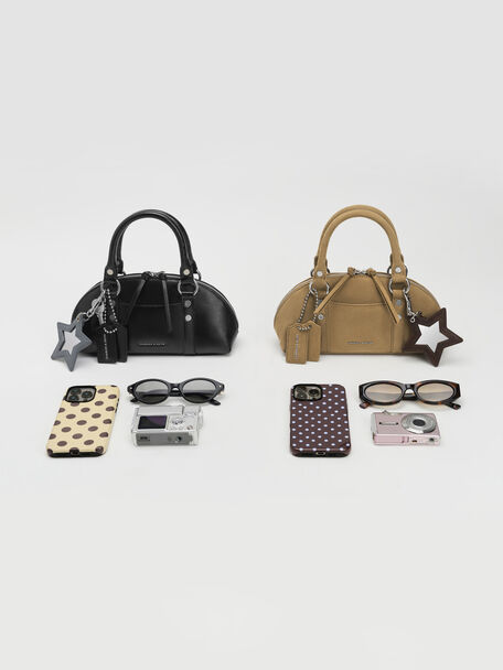 Tatiana Studded Bowling Bag, Sand, hi-res