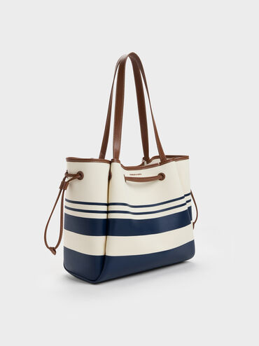 Hanya Canvas Striped Drawstring Tote Bag, Multi, hi-res