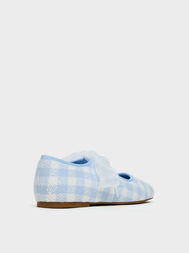 Camila Gingham Mary Jane Flats, Light Blue, hi-res